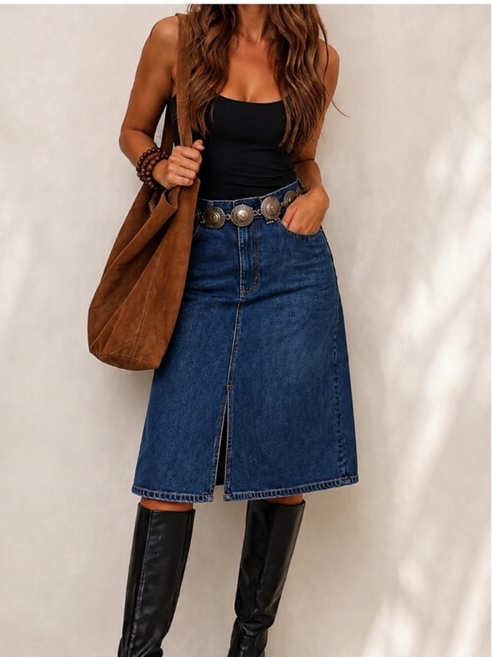 Levi's Vintage 70’s Denim Skirt (Orange Logo) Front Split Size 28.5